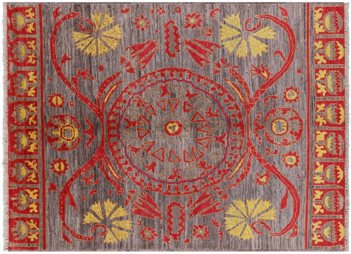 Ikat Hand Knotted Wool Rug