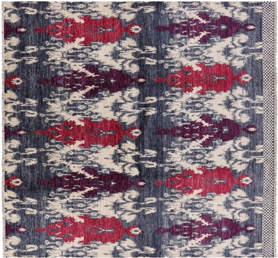 Square Hand Knotted Ikat Rug