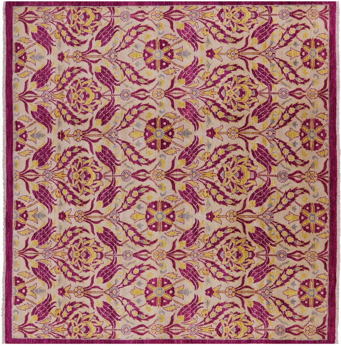 Square William Morris Hand Knotted Wool Rug