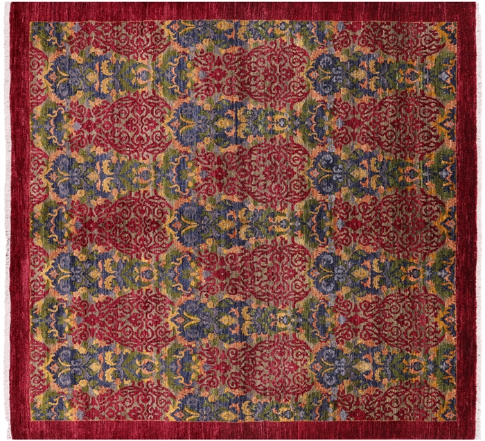 Square Hand-Knotted William Morris Wool Rug