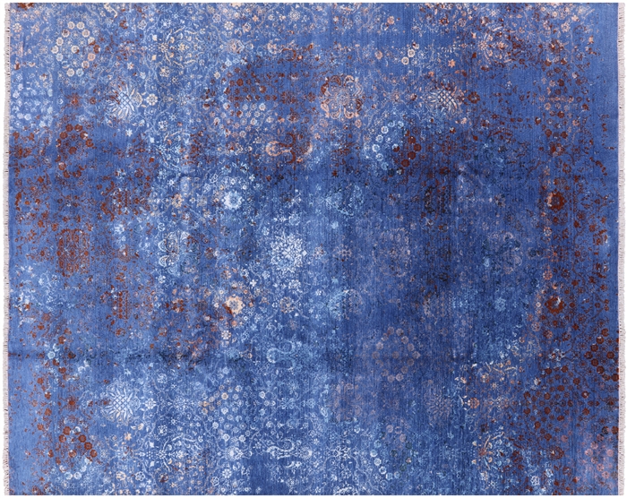 Modern Hand Knotted Wool & Silk Rug