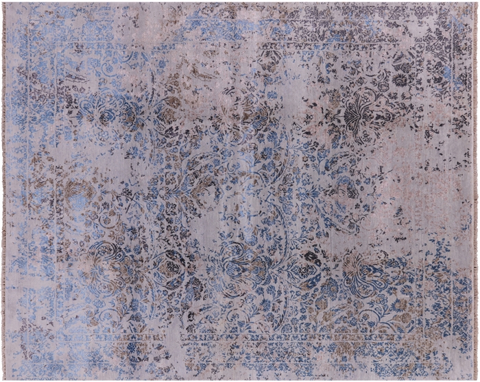 Contemporary Hand Knotted Wool & Silk Area Rug