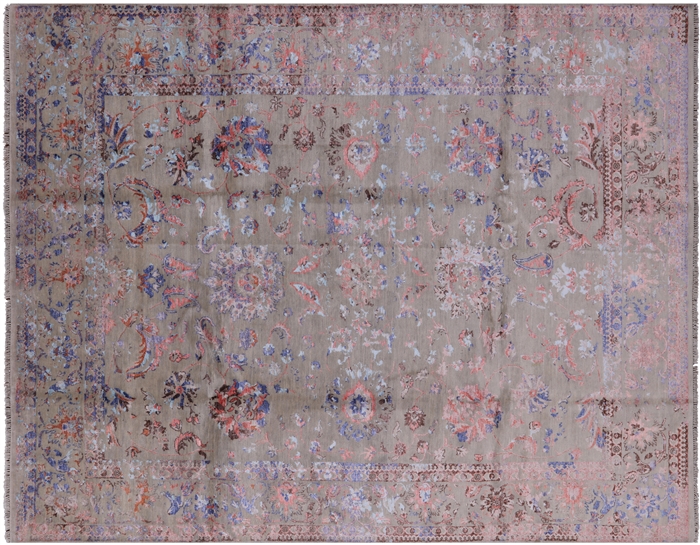 Persian Wool & Silk Hand Knotted Rug