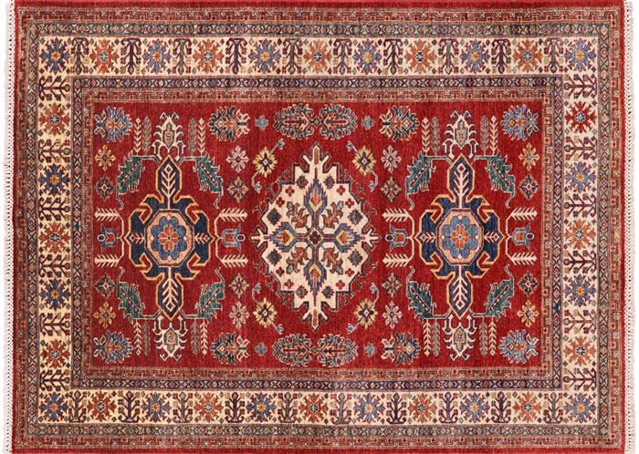 Handmade Geometric Super Kazak Wool Rug