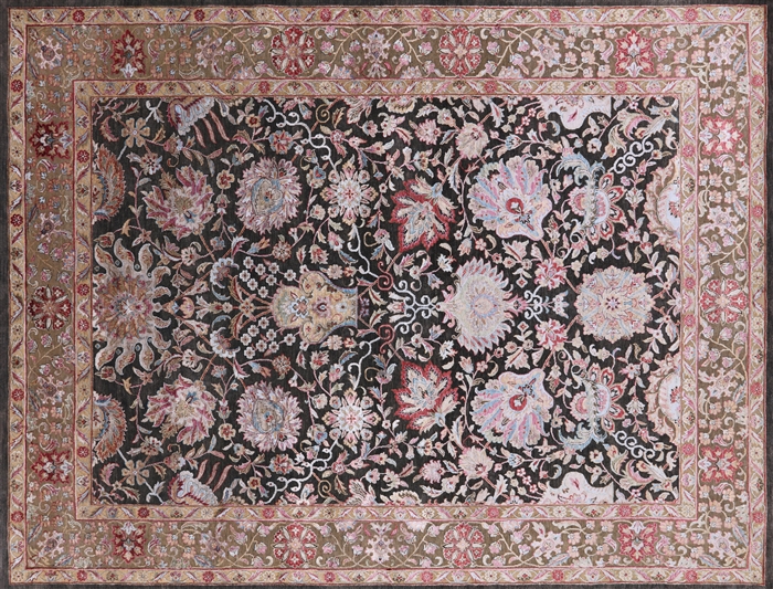 Hand Knotted Silk With Oxidized Wool Rug