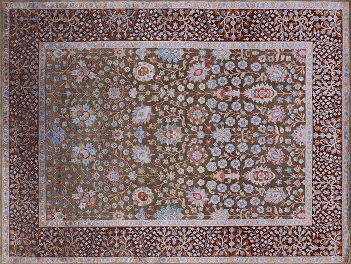 Hand Knotted Silk With Oxidized Wool Rug