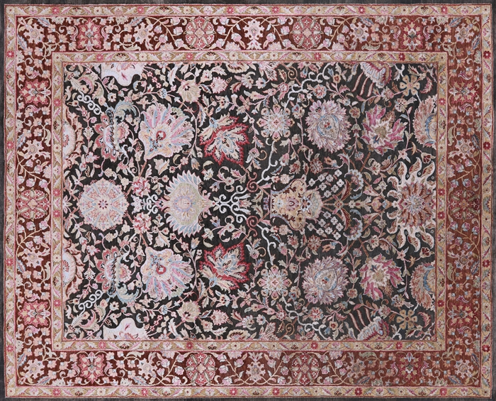 Persian Hand Knotted Silk With Oxidized Wool Area Rug