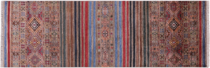 Super Kazak Khorjin Hand Knotted Wool Runner Rug