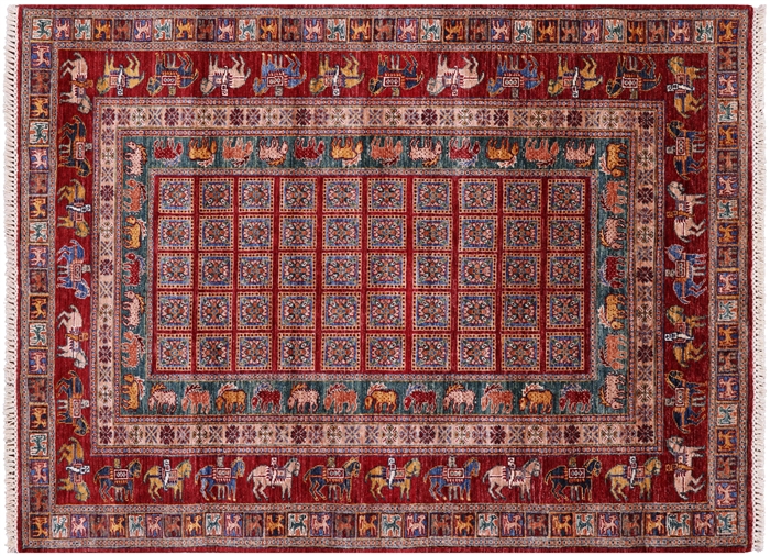 Antiqued Pazyryk Historical Design Hand-Knotted Rug