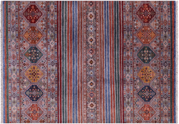 Super Kazak Khorjin Hand-Knotted Wool Rug