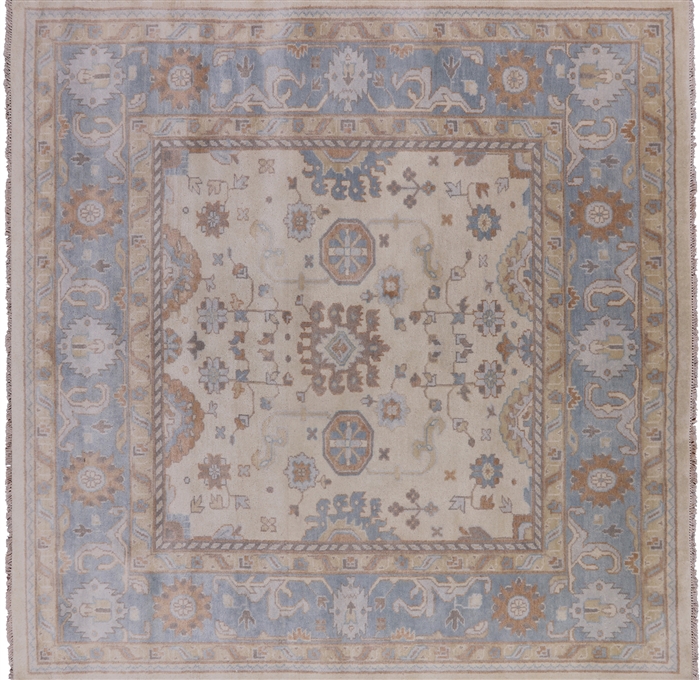 Square Turkish Oushak Handmade Wool Area Rug