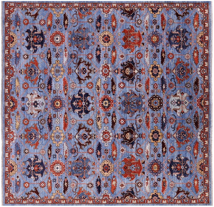 Square Hand Knotted Persian Fine Serapi Wool Rug
