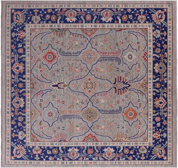 Square Turkish Oushak Hand Knotted Wool On Wool Rug