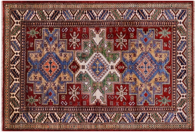 Super Kazak Geometric Handmade Wool Rug