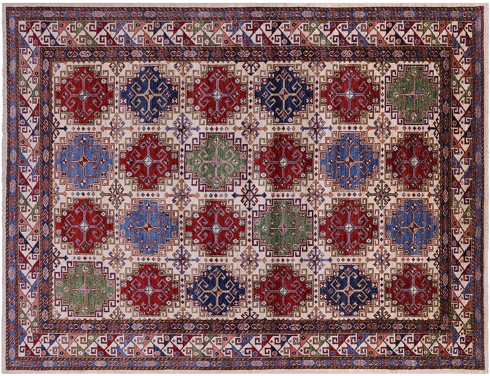 Super Kazak Geometric Handmade Wool Rug