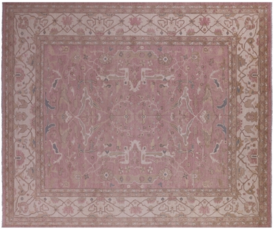 Pink 12' 0" X 14' 5" Turkish Oushak Hand Knotted Wool Rug - Q10553