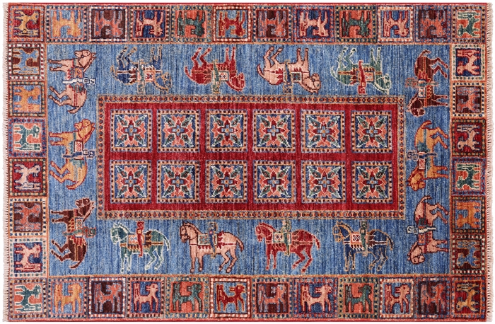 Antiqued Pazyryk Historical Design Handmade Wool Rug