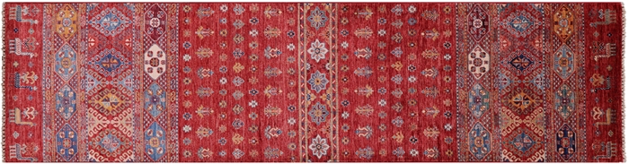 Tribal Persian Gabbeh Hand Knotted Wool Runner Rug