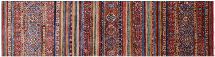 Runner Khorjin Super Kazak Hand-Knotted Wool Rug