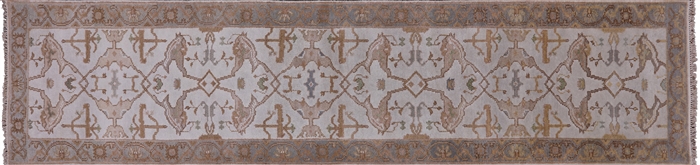 Turkish Oushak Hand Knotted Wool Runner Rug