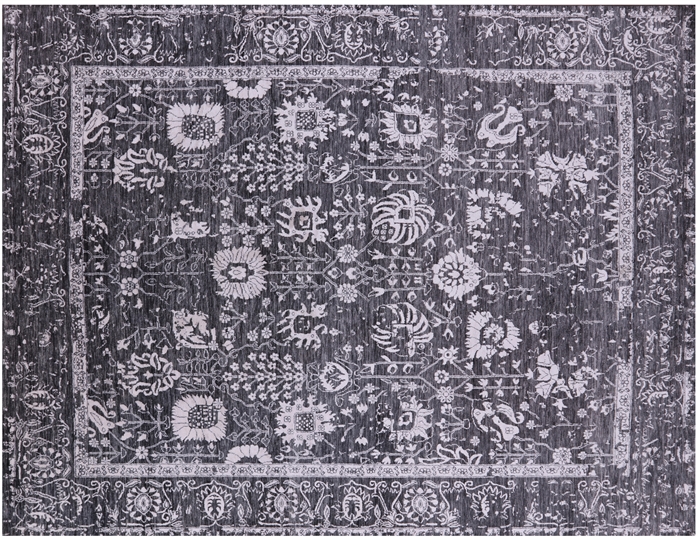 Hand Knotted Persian Tabriz Wool & Silk Rug
