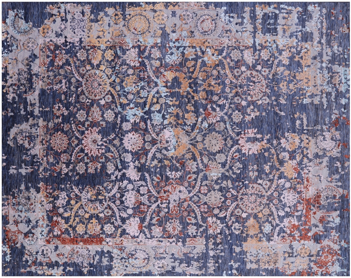 Persian Tabriz Hand Knotted Wool & Silk Rug