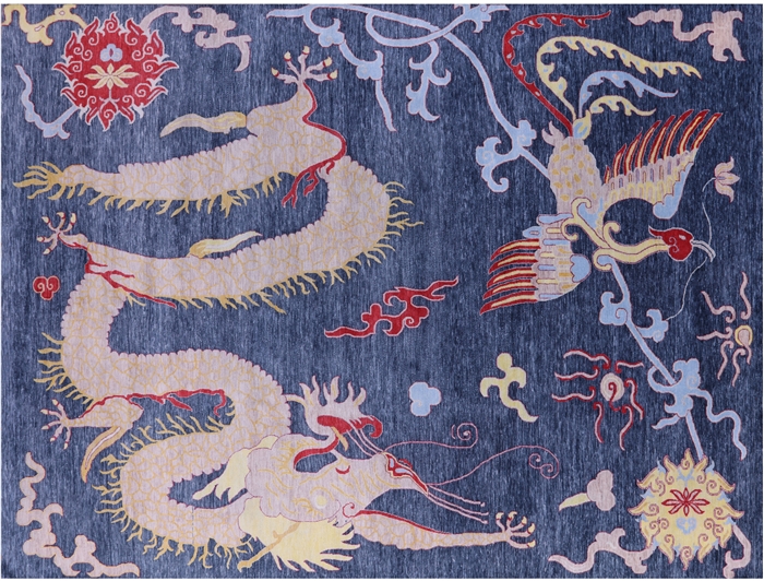 Dragon And Phoenix Design Handmade Wool Rug