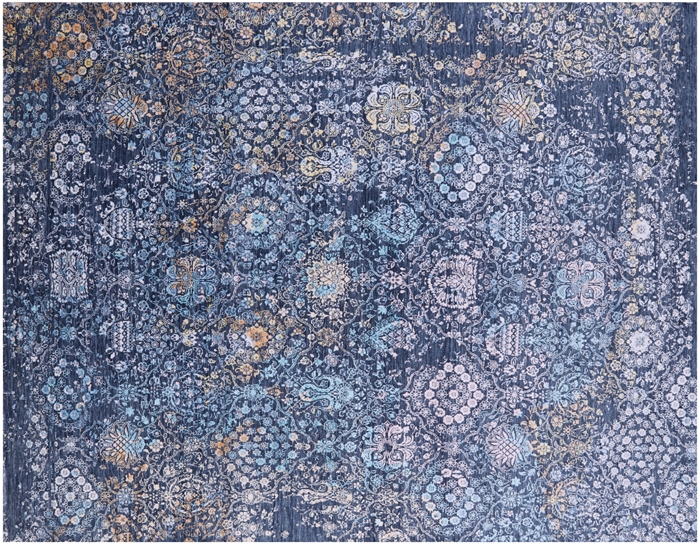 Modern Hand-Knotted Wool & Silk Rug