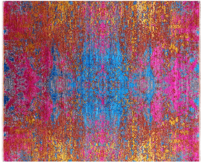 Wool & Silk Abstract Hand Knotted Rug