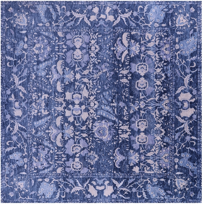 Square Modern Hand-Knotted Wool Rug