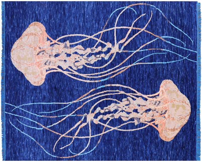 Modern Jellyfish Design Handmade Wool Rug