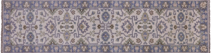 Turkish Oushak Hand Knotted Runner Rug