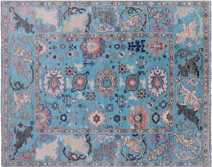 Turkish Oushak Hand Knotted Wool Rug