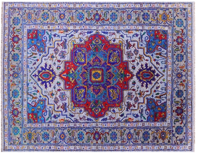 Wool & Silk Persian Heriz Serapi Handmade Rug