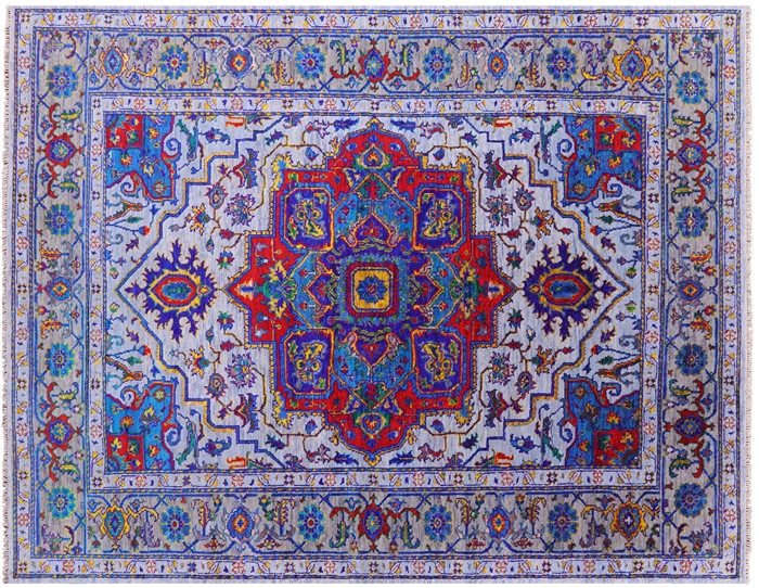 Wool & Silk Persian Heriz Serapi Handmade Rug