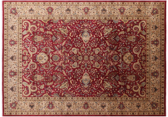 Persian Tabriz Hand-Knotted Wool Rug