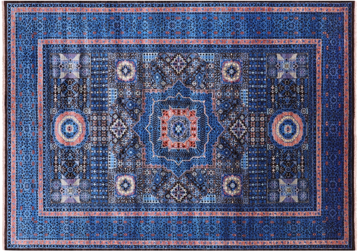 Geometric Mamluk Hand-Knotted Wool Rug