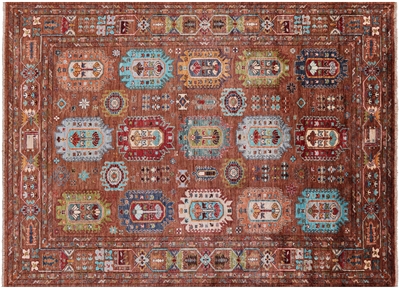 Brown 5' 7" X 7' 7" Fine Turkmen Ersari Handmade Wool Rug - Q12475