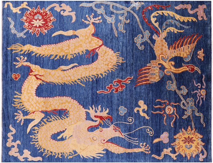 Dragon And Phoenix Design Hand-Knotted Wool Rug