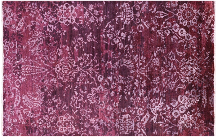 Modern Hand-Knotted Wool & Silk Rug