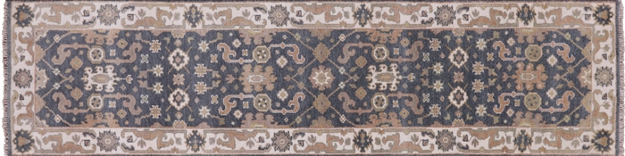 Runner Hand-Knotted Turkish Oushak Wool Rug