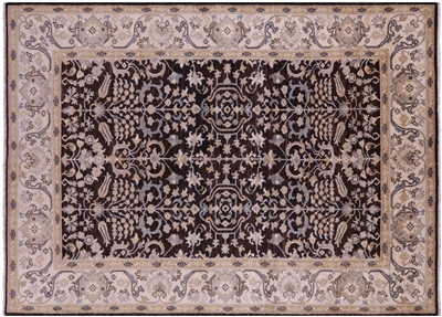Brown 6' 2" X 8' 6" Turkish Oushak Handmade Wool Rug - Q12817