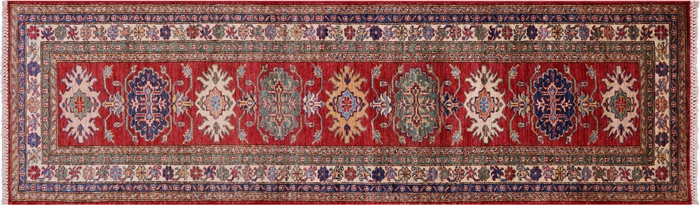 Super Kazak Hand Knotted Runner Rug