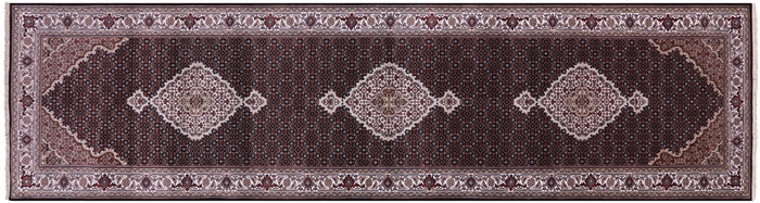 Wool & Silk Hand-Knotted Persian Tabriz Runner Rug