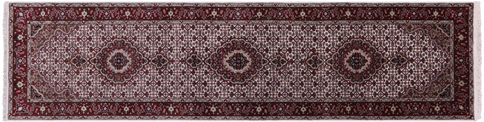 Runner Wool & Silk Persian Tabriz Hand Knotted Rug