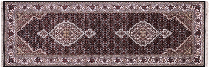 Persian Tabriz Hand-Knotted Wool & Silk Runner Rug