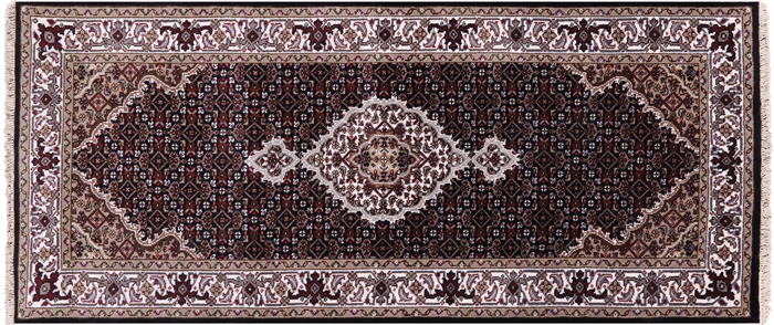 Runner Persian Tabriz Wool & Silk Hand Knotted Rug