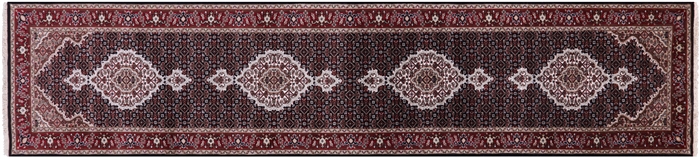 Persian Tabriz Hand-Knotted Wool & Silk Runner Rug