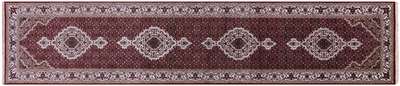 Persian Tabriz Hand-Knotted Wool & Silk Runner Rug