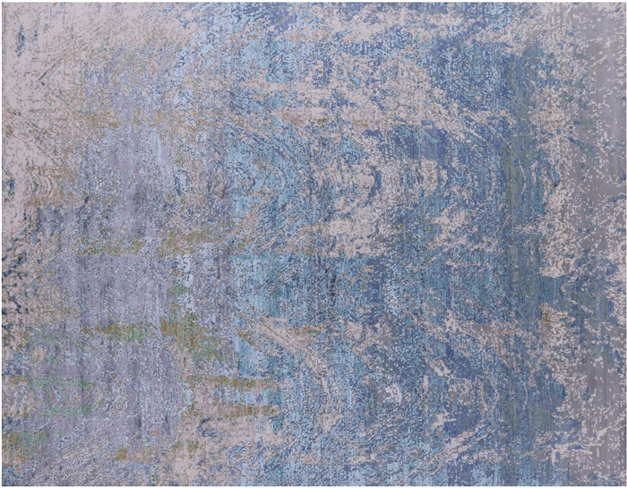 Hand-Knotted Abstract Wool & Silk Rug